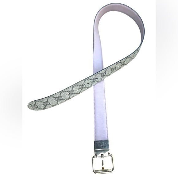 GUCCI Monogram Double G Reversible Mauve Pink Leather Gold Women's Belt 38” - Picture 12 of 13